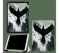 Smart Case for iPad 9.7 Inch, Slim Lightweight Soft TPU Back with Shockproof Impact Resistant Raised Edge,Auto Sleep Wake Abstract Animals City Crow-Grey
