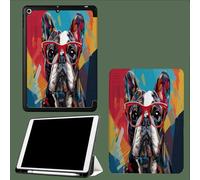 Smart Case for iPad 9.7 Inch, Slim Lightweight Soft TPU Back with Shockproof Impact Resistant Raised Edge,Auto Sleep Wake Cute French Bulldog Abstract Animals-Blue