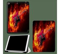 Smart Case for iPad (A16) 11th Generation 11 Inch 2025,with Pencil Holder,Tri-fold Stand Lightweight Protective Case Cover with Auto Sleep Wake Flames Guitar Country Instrumental 1-Red