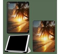 Smart Case for iPad Air 13 Inch Case M3 2025/ M2 2024, Slim Smart Cover iPad 13 Air M3 M2 with Soft Shell Back, Auto Wake/Sleep Palm Trees Beach Sunset Tropical Island-Yellow