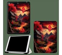 Smart Case for iPad Pro 11 Inch Case 2024 M4(Model: A2836/A2837/A3006), Slim Tri-fold Stand Soft Back Protective Tablet Cover for 5th Generation Japanese Landscape Tradition Architecture-Red