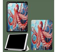 Smart Case for iPad Pro 12.9 Inch 2022/2021/2020, Slim Stand Soft TPU Back Shell Smart Cover with Pencil Holder Red Sea Creatures City