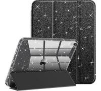 Smart Case with Soft PU Back Cover, Please Refer Emerald for Compatibility - Glitter Black