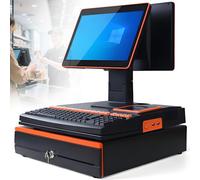 Smart Cash Register All in One POS System, Dual-Core I5, 8GB RAM, 128GB SSD, 15.6" Multi-Touch Screen, for Retail Restaurant Small Business Store, Orange