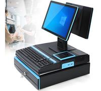 Smart Cash Register All in One POS System, Dual-Core I5 + 8GB RAM + 128GB SSD, 15.6" Multi-Touch Screen, for Retail, Restaurant, Small Business Store, Blue