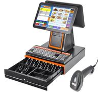 Smart Cash Register Smart POS System with 15.6-inch Dual Screen, Built-in Receipt Printer, Touch Screen PC, for Small Businesses and Retailers black