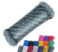 SMART&CASUAL 100 ft 1/4" Polyester Rope (Comparable to Nylon Rope) Poly Strong Utility Cord for Clothes Line Flag Pole Camping Crafting (Gray (Green&White))