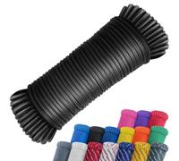 SMART&CASUAL 100 ft 1/4" Polyester Rope (Comparable to Nylon Rope) Poly Strong Utility Cord for Clothes Line Flag Pole Camping Crafting (Black)