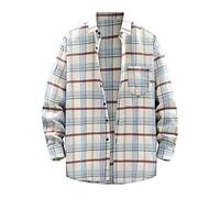 Smart Casual Shirts for Men - Funky Plaid Shirt Lapel Long-Sleeved Shirt Lightweight Casual Formal Shirt Outdoor Essentials Shirts Long Sleeve Comfortable Skin-Friendly for Any Occasion White