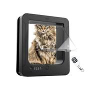 Smart Cat Door - Recognition Pet Gate, Wireless Remote Control Panel, Two Collar Sensor Kit, Automatic Locking Flap, Secure Animal Access System Frame | Apartment Garage Patio Entry for Pets