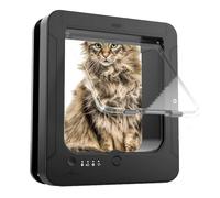 Smart Cat Door With Microchip Flap, 2 Sensor Collars & Remote Control - Selective Entry, Ideal For Cats, Opening Size 7 7/8 X 1/2 Black