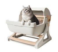 Smart Cat Litter Box, Semi Automatic Intelligent Cleaner, 19.69x19.69x18.11 Inches Large Open Top Odorless Deodorizer for Apartment, Travel, Furniture Corner, Outdoor Pet Area, Easy Maintenance
