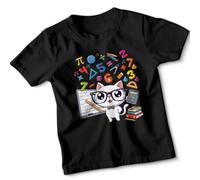 Smart Cat Mathematics Education Kids T-Shirt Unisex Boys Girls School Learning Tee 12-13 Years Black