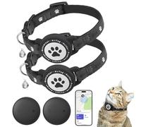 Smart Cat Tracker - Real Time GPS Cat Tracker - Works with Apple Find My (Only iOS) - No Monthly Fee - Reflective Cat Collar - Cats Collar Tracking Device (2 Pack)