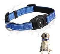 SMART CC Air Tag Dog Collar, Pet GPS Tracker Tags Waterproof Dog Tracking for Apple Find My (iOS only) Reflective Strips Adjustable Ultra-Durable with Air Tags Chip, Blue L (14.5''-21.6'')