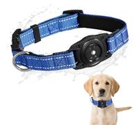 SMART CC Air Tag Dog Collar Waterproof, Dogs Collar with Air Tags Chip GPS Pet Tracker Work for Apple Find My (iOS only), Ultra-Durable Safety Locking Buckle Tracking Holder, Blue S (10.23''-13.77")