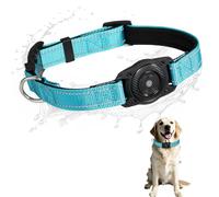 SMART CC Air Tag Dog Collar, Waterproof Pet GPS Tracker Tags Dogs Tracking Work for Apple Find My (iOS only) Reflective Adjustable Bluetooth Tracker with Air Tags Chip, Sky Blue L(14.5''-21.6'')
