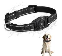 SMART CC Air Tags Dog Collar Waterproof, GPS Tracking Tag Pet Collar with Chip Work for Apple Find My (iOS only) Adjustable Tracker Tag Holder Reflective Strips Dogs Collar, Black L (14.5''-21.6'')