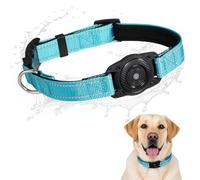 SMART CC Air Tags Dog Collar Waterproof Pet Collar with Air Tag Chip for Apple Find My (iOS only) Reflective Adjustable Tracker Tag Ultra-Durable GPS Dog Tracking Collar, Sky Blue M (12.4''-17.3'')