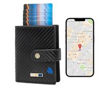 SMART CC Anti-Lost Bluetooth Wallet Tracker & Finder, Slim Wallets for Men, Minimalist Mens Wallet Credit Card Holder Gifts with Box (Carbon Black)