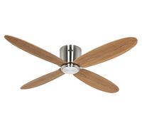 Smart Ceiling Fan 6 Speeds Timer Eco Plano Chrome Oak 52" Flush Mount Fan Quiet