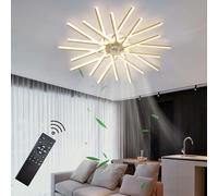 Smart Ceiling Fan Light Reversible Dc Motor Modern Dimmable Fan Light Ceiling Large Ceiling Fans with Lights for Bedroom Living Room Fan with Remote Control Ceiling Fan with Light LED-Gold||100cm