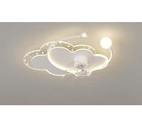 Smart Ceiling Fan Light with 360° Rotating Star Projector - Ultra-Quiet Bedroom Fan, Remote Control Atmosphere Lighting for Home (White,Cloud Fan)