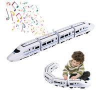 Smart Chain Bullet Train Toy for Kids, Electric High-Speed Railway with Lights & Sounds, Universal Wheels, Durable Detachable Carriages, Educational Toy Gift for Boys & Girls Ages 3+ (4-car train)
