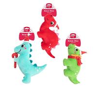 Smart Choice Christmas Squeaky Plush Dinosaur Dog Toy - Pet Toys - Multi-Coloured