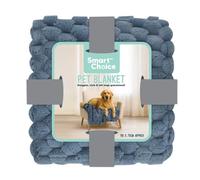 Smart Choice Faux Fur Pet Blanket 110 × 75 cm Textured Square Blue Throw with 180 gsm Velvet Backing - Soft Warm Reversible Dog & Cat For Home & Travel Furniture Cover