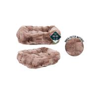 Smart Choice Faux Fur Square Pet Bed - Brown - Size: Small - Pet Beds