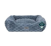 Smart Choice Large Faux Fur Dog Bed Blue - Fluffy Warm Pet Mattress with Fixed Cushion & High Walls - Anti-Slip Base Recycled Filling Machine Washable Faux Fur 71 × 58 × 25 cm