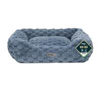Smart Choice Medium Faux Fur Dog Bed Blue - Fluffy Warm Pet Mattress with Fixed Cushion & High Walls - Anti-Slip Base Recycled Filling Machine Washable Faux Fur 58 × 48 × 20 cm