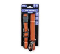 Smart Choice Reflective Dog Collar Lead Set Adjustable Neoprene Padded Orange