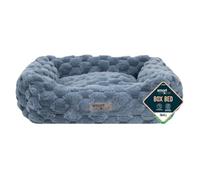 Smart Choice Small Faux Fur Dog Bed Blue - Fluffy Warm Pet Mattress with Fixed Cushion & High Walls - Anti-Slip Base Recycled Filling Machine Washable Faux Fur 46 × 36 × 15 cm