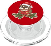 Smart Christmas Owl Santa Hat Reading A Book Festive Teacher PopSockets PopGrip for MagSafe