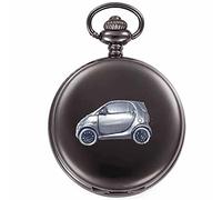 Smart Classic German Micro car ref240 Pewter Effect Design on a Polished Black case Men's Gift Quartz Pocket Watch fob