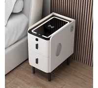 Smart Coffee Table with Wireless Charging Station Bluetooth Speaker USB Port LED Lights (3 Colors) Fingerprint Lock Beige 30x40x50cm