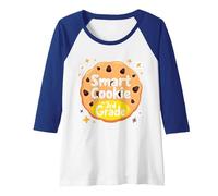 Smart Cookie in 3rd Grade School Achievement Celebration Raglan Baseball Tee, Women, Royal Blue/White, L