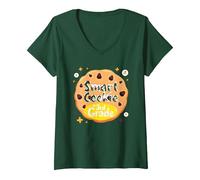 Smart Cookie in 3rd Grade School Achievement Celebration V-Neck T-Shirt, Women, Forest Green, S