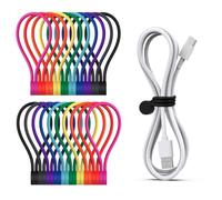 Smart&Cool Reusable Magnetic Cable Ties for Bundling and Organizing Holding Stuff, Headphone Cables, USB Charging Cords, Whiteboard Fridge Magnets, Silicone Cord Winder 10 Colors - 20 Pack
