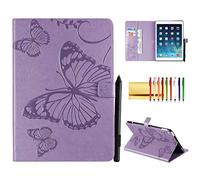 Smart Cover for iPad 10.2 7th Generation 2019, Techcircle Butterfly Embossed Leather Wallet Magnetic Stand Folio Protective Case with Sleep/Wake Feature for Apple iPad 10.2 Inch, iPad Air 3, Purple