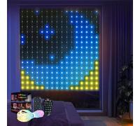 Smart Curtain Lights, LED Curtain Lights, Indoor Outdoor Use, Bluetooth APP and Remote Control, Dynamic DIY Lights, IP65 Waterproof, Colour Changing Curtain String Lights for Backdrop Bedroom 1.6×1.6m