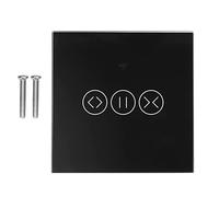 Smart Curtain Switch WiFi Wireless Touch Controller, 8.6 x 8.6 cm, ABS + Tempered Glass - Remote APP Control, Voice Assistant Compatible, Ideal for Blinds and Roller Shades (Black)