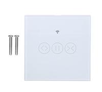 Smart Curtain Switch WiFi Wireless Touch Switch, ABS Tempered Glass, 8.6x8.6 cm - Remote Control, Voice Assistant Compatible, Ideal for Blinds and Roller Shades (White)