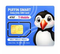 Smart Data SIM Card -on AT&T, T-Mobile and Verizon network, for Security/Hunting Trail Cameras, GPS Trackers, or unlocked Tablets - Data only, No Voice & Text
