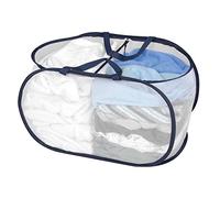Smart Design Deluxe Mesh Pop Up 2 Compartment Laundry Sorter Hamper Basket - VentilAir Fabric Collapsible Design - for Clothes & Laundry - Home Organization (Holds 2 Loads) (23 x 15 Inch) [White]