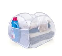 Smart Design Deluxe Mesh Pop Up Square Laundry Hamper w/Side Pockets & Handles - Durable Fabric Collapsible Design - for Clothes & Laundry - Home - (Holds 2 Loads) (17 x 14 Inch) [White]