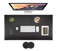 Smart Desk Pad 80 x 40 cm - Large Desk Mat in PVC Leather - Office Writing Mat - Desk Protection, Double-Sided, Black
