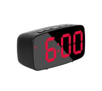 Smart Digital Alarm Clock Bedside,Red LED Travel USB Desk Clock with 12/24H Date Temperature Snooze for Bedroom,Black